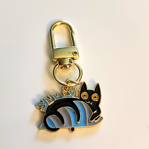 Fashion Jewelry Jewelry - Mischievous CAT  ZIPPER Pull purse charm   Charm bracelet Lobster claw clip